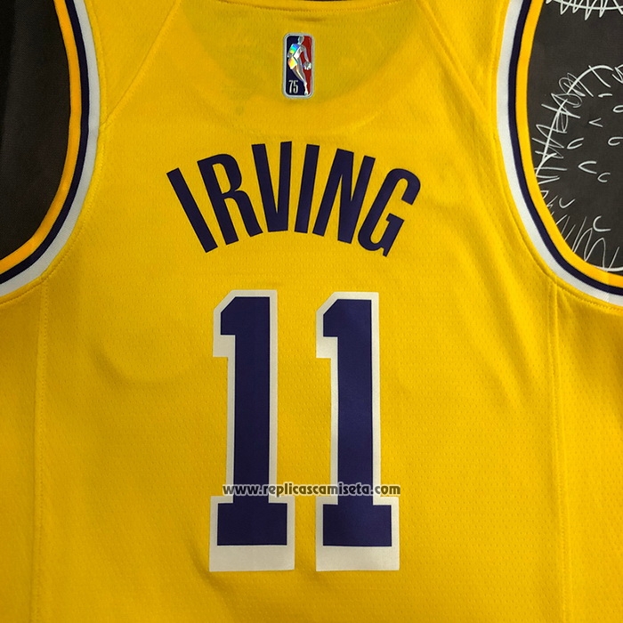 Camiseta Los Angeles Lakers Kyrie Irving #11 75th Anniversary 2021-22 Amarillo